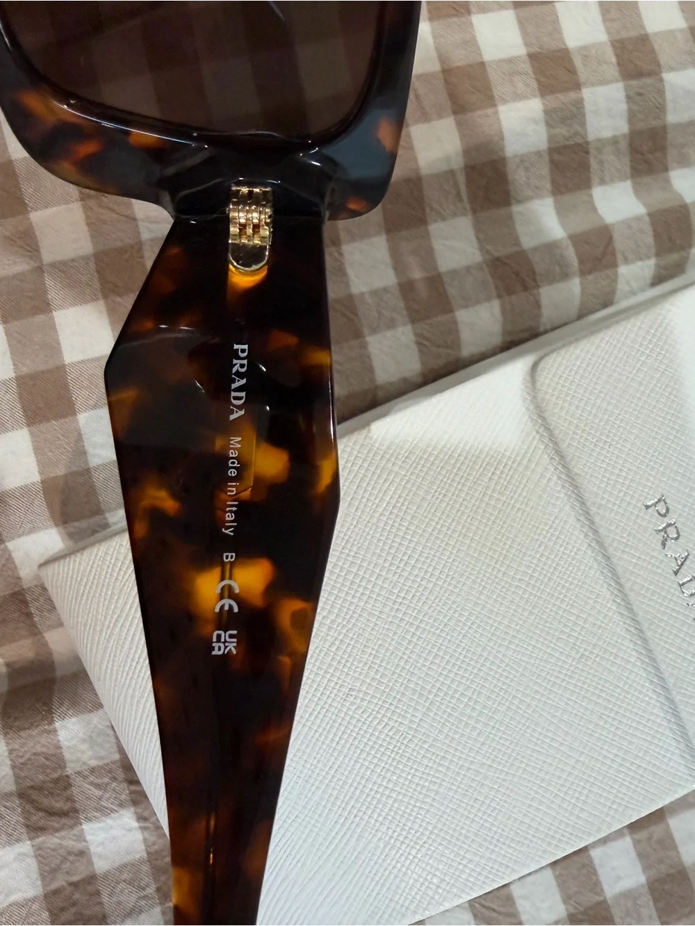 Prada Tortoiseshell Square Sunglasses with Brown Lenses